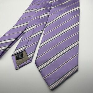 Giorgio Armani Mens Purple Stripe Silk Necktie Made in Italy